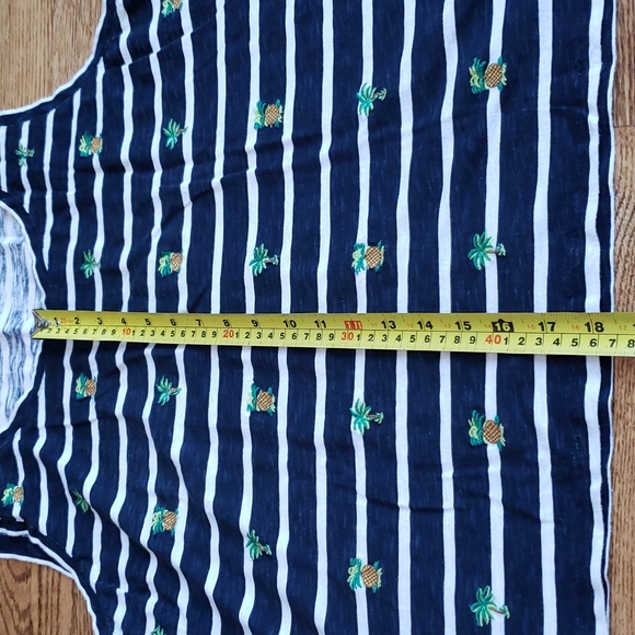 (XL) Talbots 100% Cotton Embroidered Lightweight Tropical Stripe Tank Top Casual - Picture 4 of 8